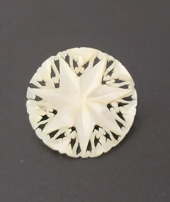 Vintage Mother Of Pearl 7 Point Star Of Bethlehem Brooch Pin Hand Carved 1.5  • $21.97