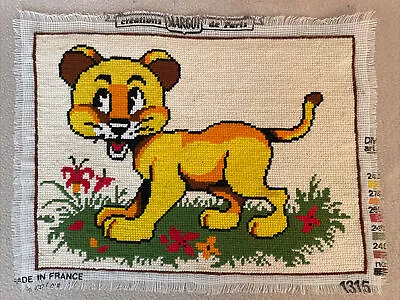 Vintage Margot De Paris Baby LION Tapestry/Needlepoint Completed 12”x9” • $27.20