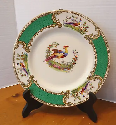 Myott Staffordshire Chelsea Bird Green Dinner Plate Signed A. Robert • $23.88