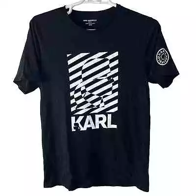 Karl Lagerfeld T Shirt Men's Medium Hidden Image Black Logo Organic Cotton EUC • $19.99