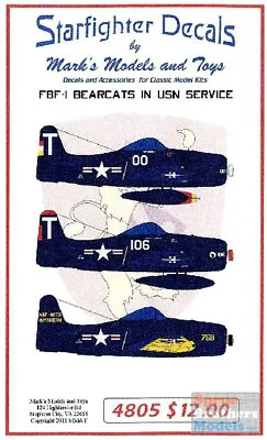 SFD48005 1:48 Starfighter Decals - F8F-1 Bearcats In USN Service • $17.09