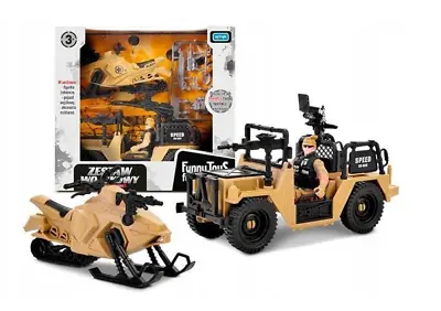 Big Playset Military Army Soldier Motor Bike Transporter Car Toy Gift Child • £13.88