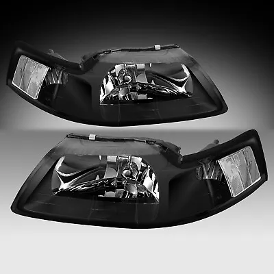 For 1999-2004 Ford Mustang Black Housing Headlights Lamps Pair LH+RH • $67.99