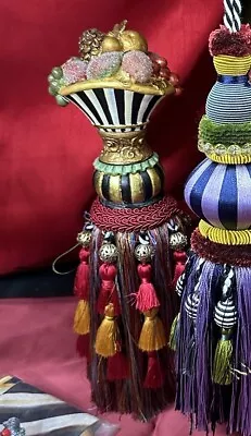 MACKENZIE-CHILDS Retired BOUQUET Of Fruit Standing TASSEL COURTLY STRIPE.  NEW • $199