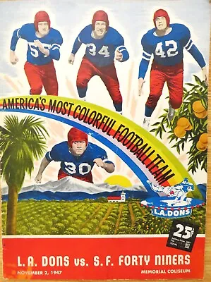 Vintage Football Program LA Dons V San Francisco 49ers Nov 1947~AAFC LA Coliseum • $44.88