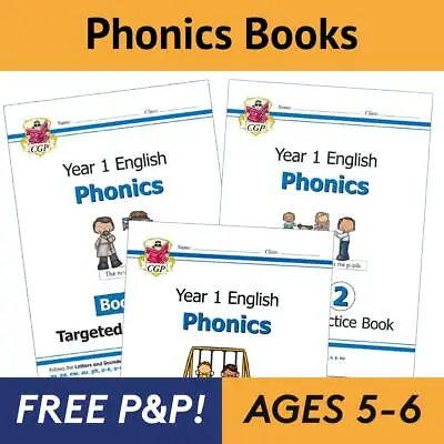 Year 1 Phonics Workbooks For 2024 - Books Bundle - Ages 5-6 With Answers CGP NEW • £13.95