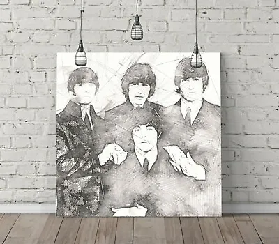 £44.99 • Buy The Beatles Square Canvas Wall Art Float Effect/frame/poster Print- Black White