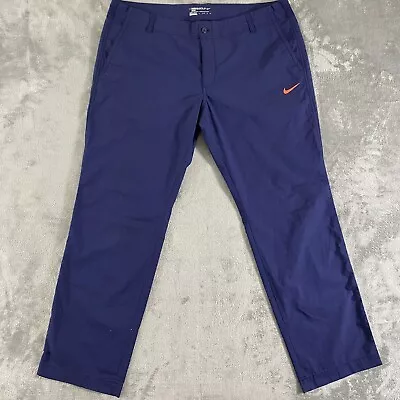 Nike Golf Pants Mens 40x32 (42x32) Blue Check Dri Fit Stretch Sports Outdoor • $19.88