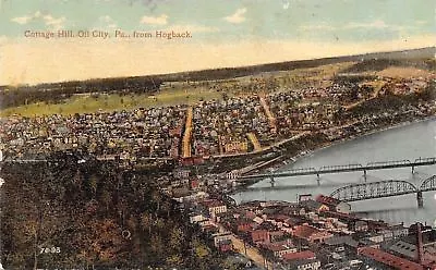 Oil City Pennsylvania~Cottage Hill City Panorama~Bridges~Business~Homes~1909 PC • $5.50