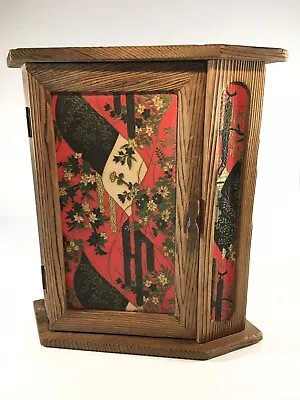 Unique Wooded 11 Inch Jewelry Armoire With Mirror And Red Felt Lining Inside • $14.98