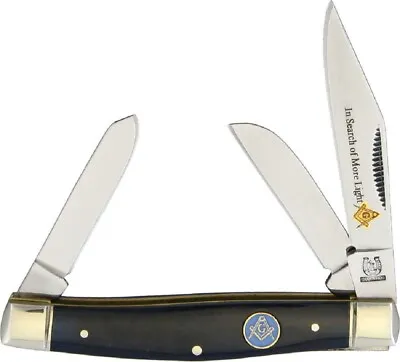 Beautiful Masonic Pocket Knife - Stockman Pattern Blue Bone Handles Great Gift • $29.95