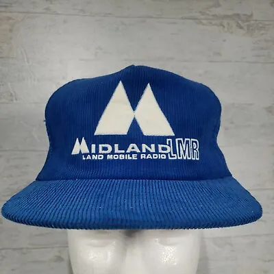 Vintage Midland LMR Land Mobile Radio Corduroy Hat Snapback Cap - Blue • $9.99