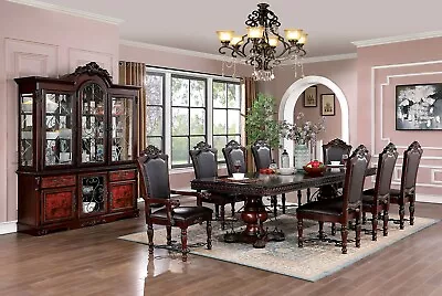 Antique Traditional Brown Cherry Dining Room 9p Dining Set Table W Leaves Chairs • $4099.99