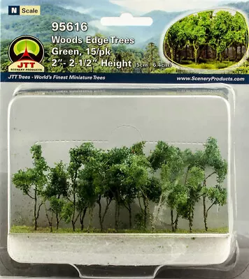 JTT (N Scale) 95616 - Woods Edge Trees - GREEN  2  - 2-1/2  Tall (15 Pack) NIB • $8.45