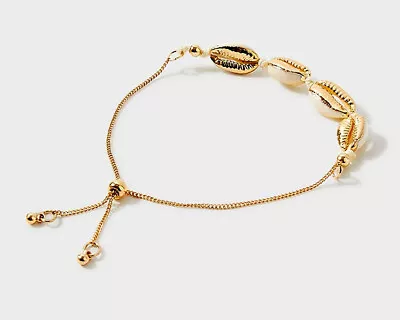 Accessorize Gold Tone Seascape Shell Drawstring Puller Bracelet. • £7.99