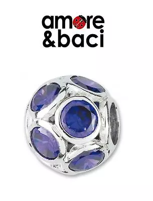 £26.99 • Buy AMORE & BACI 925 Silver & Zirconia Multi Bezel PURPLE Charm Bead RRP £35