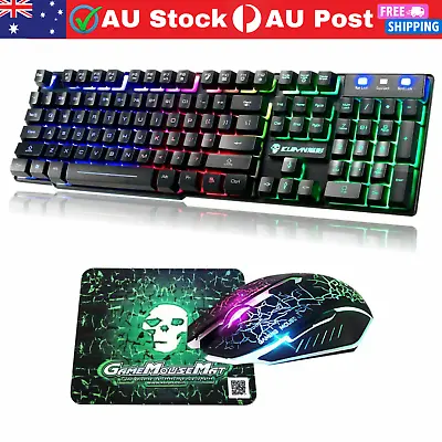 Wired Gaming Keyboard And Mouse Pad Combo Ergonomic LED Backlight For PC Laptop • $99.99