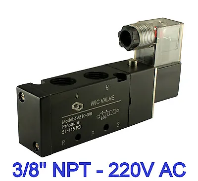 $35.99 • Buy 3/8  4 Way 2 Position Electric Directional Control Solenoid Air Valve 220V AC