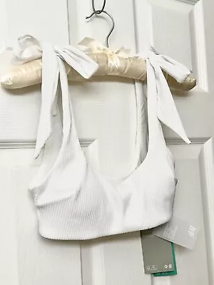 H&M Bikini Top Size 6 Adjustable Shoulder Tie Straps White BRAND NEW WITH TAGS! • $9.90