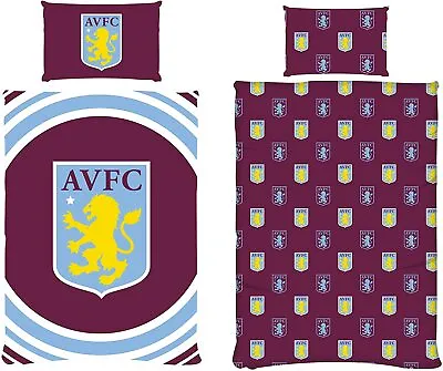 Aston Villa Single Duvet Football Club Pulse Bedding Cover Set • £25.99