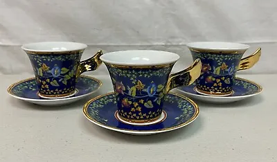 Versace Rosenthal Medusa Gold Ivy Teacup & Saucer 6 Piece Set Used • $300