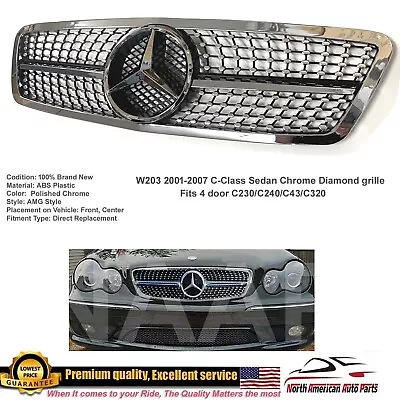 C63 AMG Style Grille C-CLASS Chrome Diamond C230 C320 C240 W203 Sedan 2001-2007 • $139