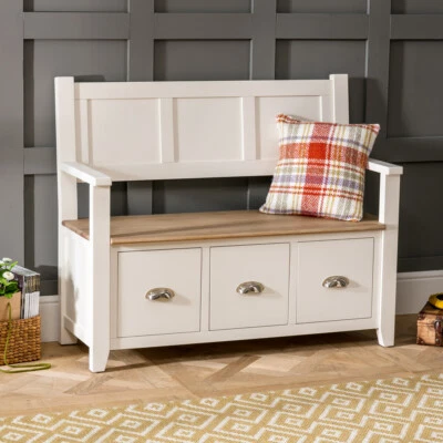 £369 • Buy Cheshire Cream Painted Monks Hall Bench With 3 Drawers - Storage - WW38