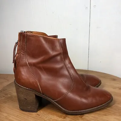 Madewell 1937 Boots Womens 6.5 Shoes Ankle Brown Leather Classic Block Heels • $24.97