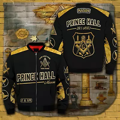 Personalized Prince Hall Mason With Letter G 3D Bomber Jacket S-5XL • $44.59