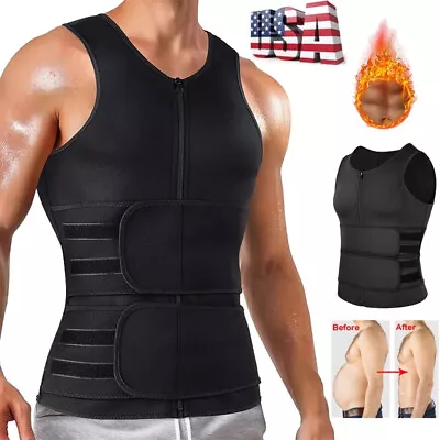 Men Sauna Suit Sweat Vest Shirt Body Shaper Waist Trainer Weight Loss Shapewear • $7.99