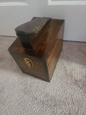 OLD VINTAGE  Shoeshine Wood Shoe Shine Box   ''5  CENTS  ''   W/BRUSHES • $17