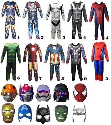 Avengers Star Wars Tranformers Kids Costume + Light Up Mask 2-10 Yrs  • $35.69