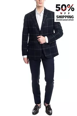 RRP €550 HACKETT Wool Blazer Jacket Size 38R / 48R / S Notch Lapel Windowpane • $66.76
