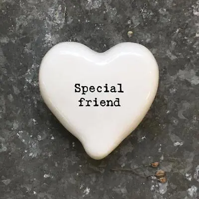 Special Friend Heart Pebble - White Keepsake Token - East Of India • £4.90