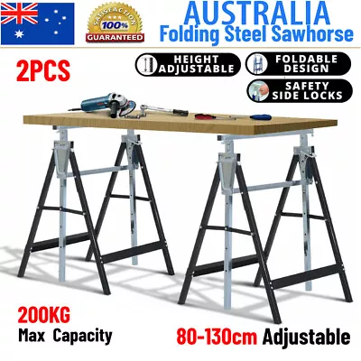 $67.57 • Buy 2PCS Adjustable Trestle Work Stands Carpentry Handyman Scaffold Saw Horse Bench