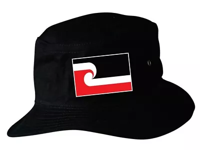 Tino Rangatiratanga Bucket Hat Black Small/ Med 57cm Bucket Hat Maori NZ • $21.95