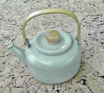 £13 • Buy Grey Metal Enamel Tea Pot With A Collapsible Wooden Handle