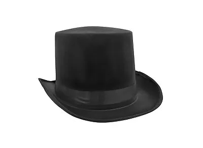 Tall Satin Top Hat Victorian Steampunk Dickens Slash Formal Costume Black Adult • $9.99