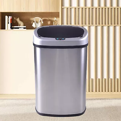 13 Gallon Stainless Steel Garbage Can Metal Trash Bin W/ Lid For Kitchen Bedroom • $56.99