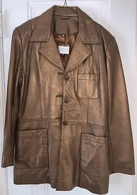 Vintage Vakko Leather Jacket Matte Gold/Bronze Size Medium • $99