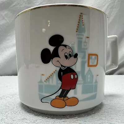 Walt Disney World Vtg 70s Mickey Mouse Coffee Mug Cup Porcelain Japan Gold Rim • $10
