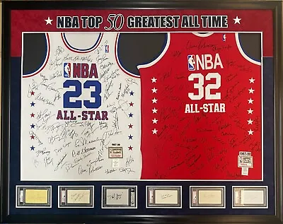 Incredible NBA Top 50 Greatest Players Signed Jersey Display Michael Jordan JSA  • $99999