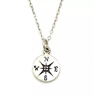 Vintage Sterling Silver 925 North South East West Compass Necklace • $32