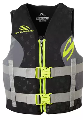  SMALL MEDIUM Stearns Mens Neoprene Life Jacket Wakeboard Vest Black Green • $52.99