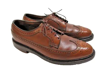Florsheim Imperial Brown Kenmoor Long Wing Gunboat Wingtip V Cleat Shoes 8.5E • $149.99