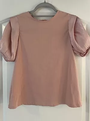 Zara Big Girls Pink Puff Sleeves T-shirt Size 13-14 NWT • $12