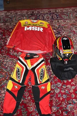 Vintage Malcolm Smith MSR Rage Motocross MX Racing Set Pant Jersey Helmet Large • $250