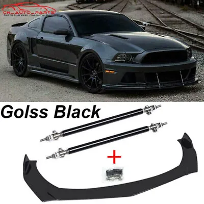 Car Front Bumper Lip Splitter Spoiler + Strut Rods For 2000-2021 Ford Mustang US • $39.99