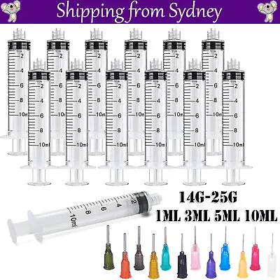 $3.99 • Buy 5/10x 1ml 3ml 5ml 10ml Luer Lock Syringes With 14G-25G Blunt Tip Needles And Cap
