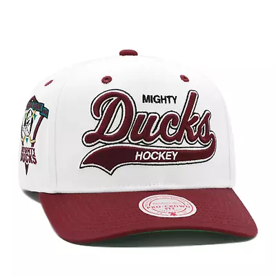 Mitchell & Ness Anaheim Mighty Ducks Precurved Vintage Snapback Hat Cap - White • $38.90